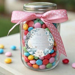 ネイビーダスティブルー金ゴールドフローラ春結婚開花 ラウンドシール