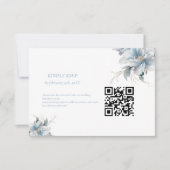 ネイビーダスティブルー金ゴールドフローラ春結婚開花 出欠カード (正面)