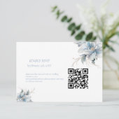 ネイビーダスティブルー金ゴールドフローラ春結婚開花 出欠カード (スタンド正面)