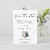 ネイビーダスティブルー&ピンクフローラ保存日 セーブザデート (スタンド正面)