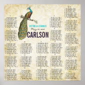 ネイビーダマスクヴィンテージモダンクジャックシーティングチャート ポスター (正面)