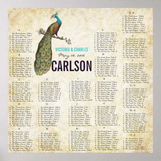 ネイビーダマスクヴィンテージモダンクジャックシーティングチャート ポスター (正面)