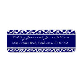 ネイビーダマスク差出人住所ラベル ラベル