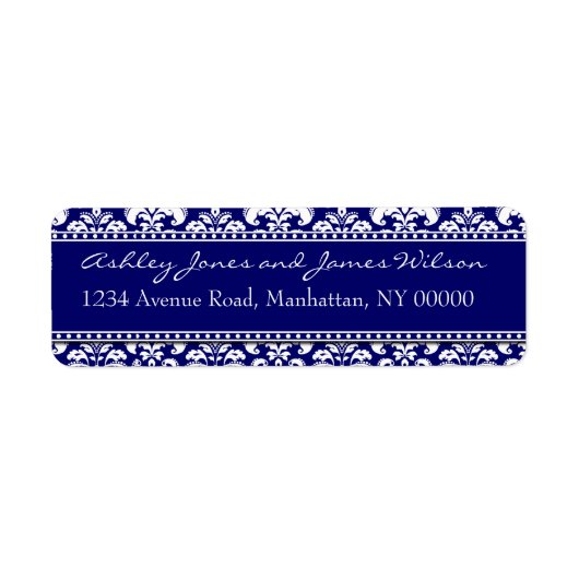 ネイビーダマスク差出人住所ラベル ラベル (正面)