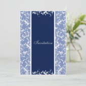 ネイビーダマスク結婚式の招待状 招待状 (スタンド正面)