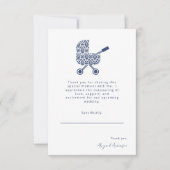 ネイビーダマスクPramベビーシャワー サンキューカード (正面)