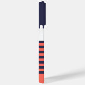 ネイビーダークブルーホワイトピーチレッドオレンジストライプ色 Case-Mate iPhoneケース (裏面 / 右)