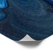 ネイビーダークブルー抽象芸術ストライプメタリック流体アート ポスター (角)