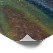 ネイビーダークブルー抽象芸術ストライプメタリック流体アート ポスター (角)