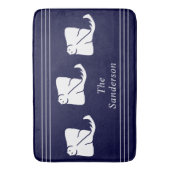 ネイビーダークブルー沿岸航海のスティングレイマンタレイ バスマット (正面縦)