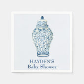 ネイビーチノイスリージンジャージャパーソナライズされたンナプキン スタンダードカクテルナプキン (正面)