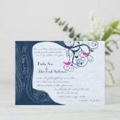 ネイビーツリースワーズ明るい赤紫色ピンク結婚式招待状 招待状 (スタンド正面)