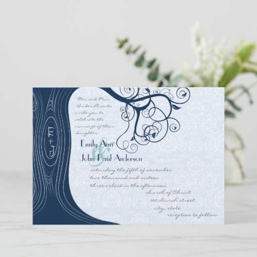 ネイビーツリースワーズ結婚式招待状 招待状 (スタンド正面)