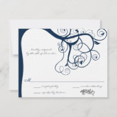 ネイビーツリースワールウェディングRSVP招待状 出欠カード (正面)