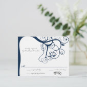 ネイビーツリースワールウェディングRSVP招待状 出欠カード (スタンド正面)