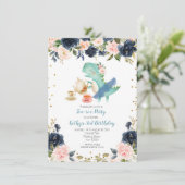 ネイビーティーパーティー恐竜第3期招待状 招待状 (スタンド正面)