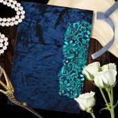 ネイビーティール（緑がかった色）ヴィンテージレースエレガントウェディングスタイル エンクロージャーカード