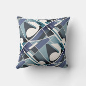 ネイビーティール（緑がかった色）木炭ホワイト斜め巻きアートルック クッション (裏面)