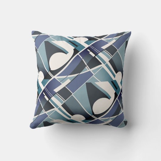 ネイビーティール（緑がかった色）木炭ホワイト斜め巻きアートルック クッション (裏面)