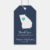 ネイビーティール（緑がかった色）結婚ズサンキュージョージア ギフトタグ (正面)