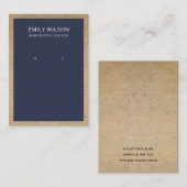 ネイビーテラコッタテク縁どスチャイヤリング表示 名刺 (正面/裏面)