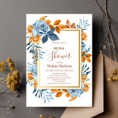 ネイビーテラコッタフローラボホエレガントブライダルシャワー 招待状