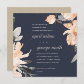 ネイビーテラコッタブラウンフローラ我々はノットカードを結んだ サンキューカード (正面/裏面)