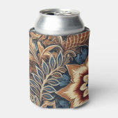 ネイビーテラコッタボホろうけつ染めフローラ水彩 缶クーラー (缶正面)