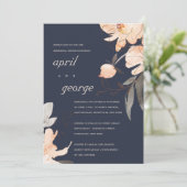 ネイビーテラコッタレッドフローラリハーサルディナー招待状 サンキューカード (スタンド正面)