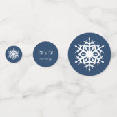 ネイビーテーブルの冬の雪片紙吹雪 コンフェッティ (裏面)