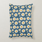ネイビーデイジーフローラボヘミアン植物模様 アクセントクッション (正面(垂直))