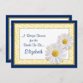 ネイビーデイジーレシピテーマブライダルシャワー招待 招待状 (正面/裏面)