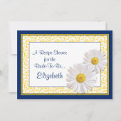 ネイビーデイジーレシピテーマブライダルシャワー招待 招待状 (正面)