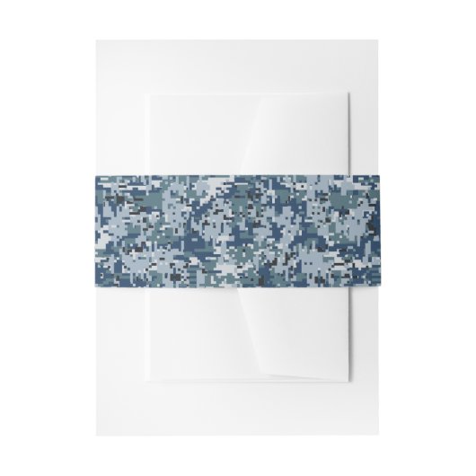 ネイビーデジタル迷彩柄カモフラージュデコール 招待状ベリーバンド (正面例)