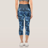 ネイビーデニムトロピカルフラワープリントカプリヨガパンツ カプリレギンス (裏面)