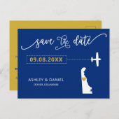 ネイビーデラウェア結婚式Save the Date Mapはがき ポストカード (正面/裏面)