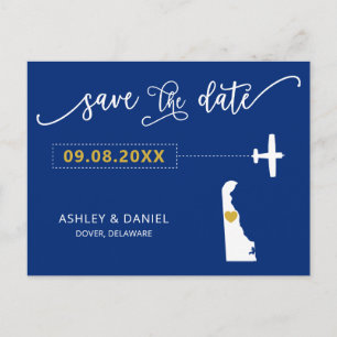 ネイビーデラウェア結婚式Save the Date Mapはがき ポストカード