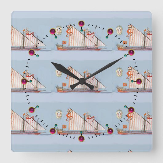 ネイビートスカニーメディチ スクエア壁時計 (正面)