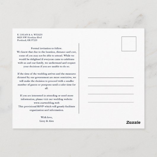 ネイビートレンディーシック結婚コラージュのCovid19 5枚の写真 ポストカード (裏面)