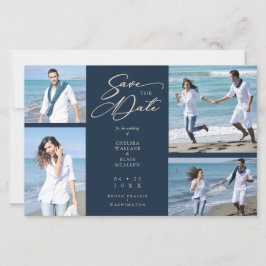 ネイビートレンディー結婚コラージュの4枚の写真