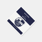 ネイビートロピカルパームツリーコースト結婚ーズ スタンダードカクテルナプキン (角)