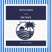 ネイビートロピカルパームツリーコースト結婚ーズ スタンダードカクテルナプキン