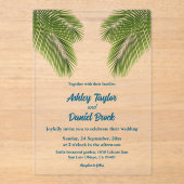 ネイビートロピカルパームビーチコースト結婚ーズ アクリル招待状 (正面)