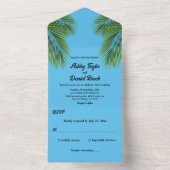 ネイビートロピカルパームブルービーチ行先結婚式 オールインワン招待状 (内側)