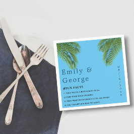 ネイビートロピカルパームブルービーチ行先結婚式 スタンダードカクテルナプキン