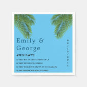 ネイビートロピカルパームブルービーチ行先結婚式 スタンダードカクテルナプキン (正面)
