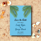 ネイビートロピカルパームブルービーチ行先結婚式 セーブザデート