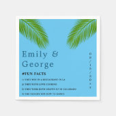 ネイビートロピカルパームリーフブルーコーストビーチ結婚式 スタンダードカクテルナプキン (正面)