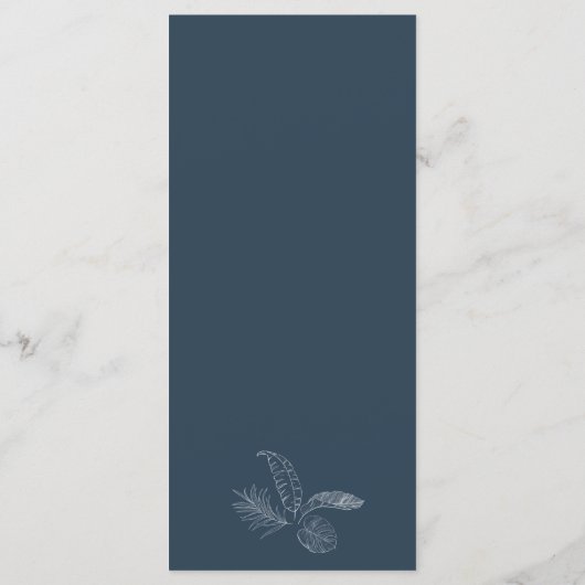 ネイビートロピカルリーフ結婚のメニューカード メニュー (裏面)