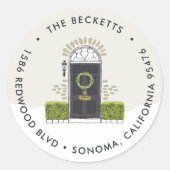 ネイビードアホリデイ差出人住所 ラウンドシール (正面)